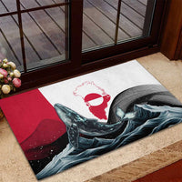 Greenland Whale Rubber Doormat with Arctic Waves and Where the Ice Meets the Sky Text Design