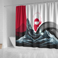 Greenland Whale Shower Curtain with Arctic Waves and Where the Ice Meets the Sky Text Design
