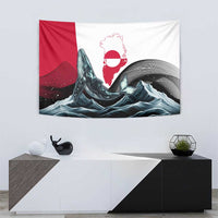 Greenland Whale Tapestry with Arctic Waves and Where the Ice Meets the Sky Text Design