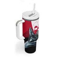Greenland Whale Tumbler With Handle with Arctic Waves and Where the Ice Meets the Sky Text Design