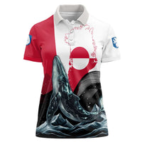 Greenland Whale Women Polo Shirt with Arctic Waves and Where the Ice Meets the Sky Text Design