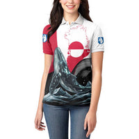 Greenland Whale Women Polo Shirt with Arctic Waves and Where the Ice Meets the Sky Text Design