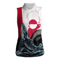Greenland Whale Women Sleeveless Polo Shirt with Arctic Waves and Where the Ice Meets the Sky Text Design