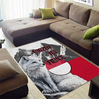 Greenland Area Rug with Arctic Fox, Mountains, and Frozen Yet Fierce Text Design