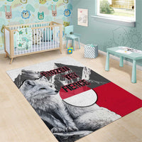 Greenland Area Rug with Arctic Fox, Mountains, and Frozen Yet Fierce Text Design