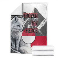 Greenland Blanket with Arctic Fox, Mountains, and Frozen Yet Fierce Text Design