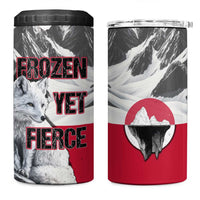 Greenland 4 in 1 Can Cooler Tumbler with Arctic Fox, Mountains, and Frozen Yet Fierce Text Design