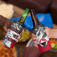 Greenland 4 in 1 Can Cooler Tumbler with Arctic Fox, Mountains, and Frozen Yet Fierce Text Design