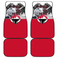 Greenland Car Mats with Arctic Fox, Mountains, and Frozen Yet Fierce Text Design