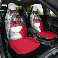 Greenland Car Seat Cover with Arctic Fox, Mountains, and Frozen Yet Fierce Text Design