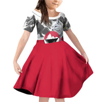 Greenland Family Matching Off Shoulder Short Dress and Hawaiian Shirt with Arctic Fox, Mountains, and Frozen Yet Fierce Text Design