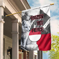 Greenland Garden Flag with Arctic Fox, Mountains, and Frozen Yet Fierce Text Design
