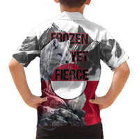 Greenland Hawaiian Shirt with Arctic Fox, Mountains, and Frozen Yet Fierce Text Design