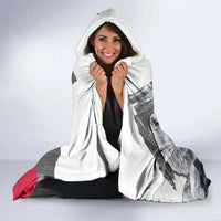 Greenland Hooded Blanket with Arctic Fox, Mountains, and Frozen Yet Fierce Text Design