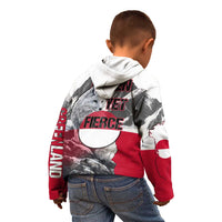 Greenland Kid Hoodie with Arctic Fox, Mountains, and Frozen Yet Fierce Text Design