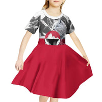 Greenland Kid Short Sleeve Dress with Arctic Fox, Mountains, and Frozen Yet Fierce Text Design