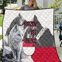 Greenland Quilt with Arctic Fox, Mountains, and Frozen Yet Fierce Text Design