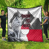 Greenland Quilt with Arctic Fox, Mountains, and Frozen Yet Fierce Text Design