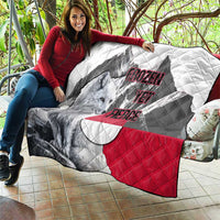 Greenland Quilt with Arctic Fox, Mountains, and Frozen Yet Fierce Text Design