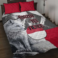 Greenland Quilt Bed Set with Arctic Fox, Mountains, and Frozen Yet Fierce Text Design