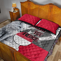 Greenland Quilt Bed Set with Arctic Fox, Mountains, and Frozen Yet Fierce Text Design