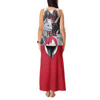 Greenland Tank Maxi Dress with Arctic Fox, Mountains, and Frozen Yet Fierce Text Design