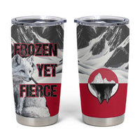 Greenland Tumbler Cup with Arctic Fox, Mountains, and Frozen Yet Fierce Text Design
