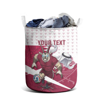 Personalized Qatar Soccer Laundry Basket Arabian Oryx Football Mascot - Comic Art Geometric