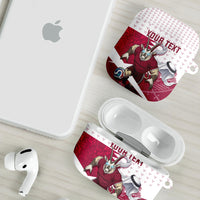 Personalized Qatar Soccer AirPods Case Arabian Oryx Football Mascot - Comic Art Geometric
