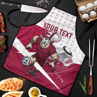 Personalized Qatar Soccer Apron Arabian Oryx Football Mascot - Comic Art Geometric