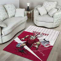 Personalized Qatar Soccer Area Rug Arabian Oryx Football Mascot - Comic Art Geometric