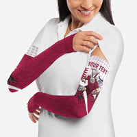 Personalized Qatar Soccer Arm Sleeves Arabian Oryx Football Mascot - Comic Art Geometric
