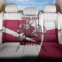 Personalized Qatar Soccer Back Car Seat Cover Arabian Oryx Football Mascot - Comic Art Geometric