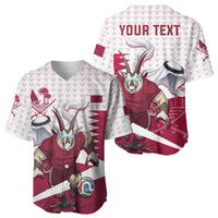 Personalized Qatar Soccer Baseball Jersey Arabian Oryx Football Mascot - Comic Art Geometric