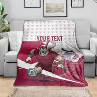 Personalized Qatar Soccer Blanket Arabian Oryx Football Mascot - Comic Art Geometric
