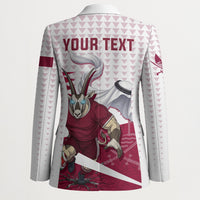 Personalized Qatar Soccer Blazer Arabian Oryx Football Mascot - Comic Art Geometric