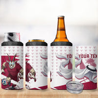 Personalized Qatar Soccer 4 in 1 Can Cooler Tumbler Arabian Oryx Football Mascot - Comic Art Geometric