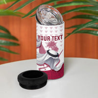Personalized Qatar Soccer 4 in 1 Can Cooler Tumbler Arabian Oryx Football Mascot - Comic Art Geometric