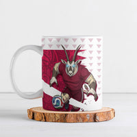 Personalized Qatar Soccer Ceramic Mug Arabian Oryx Football Mascot - Comic Art Geometric