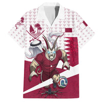 Personalized Qatar Soccer Hawaiian Shirt Arabian Oryx Football Mascot - Comic Art Geometric