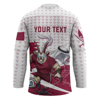 Personalized Qatar Soccer Hockey Jersey Arabian Oryx Football Mascot - Comic Art Geometric