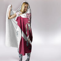 Personalized Qatar Soccer Hooded Blanket Arabian Oryx Football Mascot - Comic Art Geometric