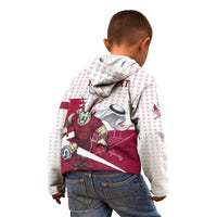 Personalized Qatar Soccer Kid Hoodie Arabian Oryx Football Mascot - Comic Art Geometric