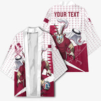 Personalized Qatar Soccer Kimono Arabian Oryx Football Mascot - Comic Art Geometric