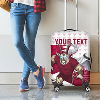 Personalized Qatar Soccer Luggage Cover Arabian Oryx Football Mascot - Comic Art Geometric