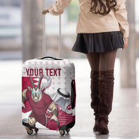 Personalized Qatar Soccer Luggage Cover Arabian Oryx Football Mascot - Comic Art Geometric