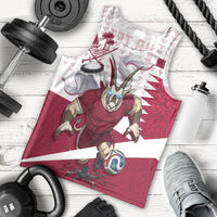 Personalized Qatar Soccer Men Tank Top Arabian Oryx Football Mascot - Comic Art Geometric