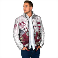 Personalized Qatar Soccer Padded Jacket Arabian Oryx Football Mascot - Comic Art Geometric