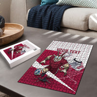 Personalized Qatar Soccer Puzzle Arabian Oryx Football Mascot - Comic Art Geometric