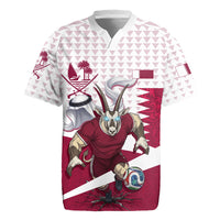 Personalized Qatar Soccer Rugby Jersey Arabian Oryx Football Mascot - Comic Art Geometric